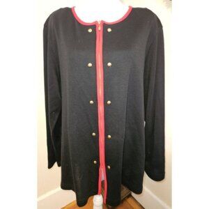 * GEORGE Black and Red Zip Front Double Breasted Cardigan Ladies XL Size 16-18